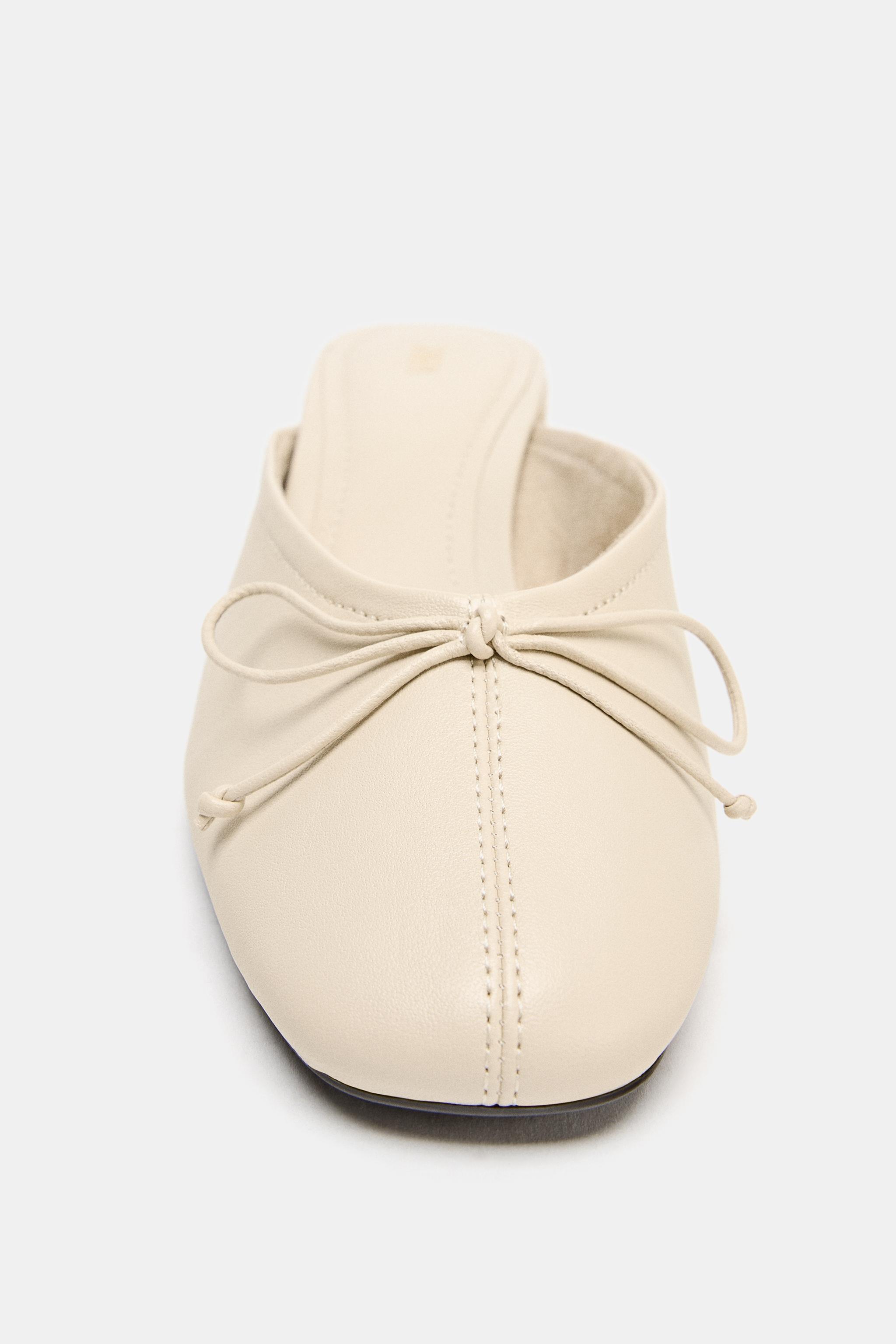 BALLERINES EN CUIR À BRIDES ARRIÈRE ET NŒUD